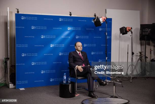 Arun Jaitley, India's finance minister, looks on during a Bloomberg Television interview at the Organisation for Economic Co-operation and...