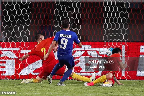 Misagh Bahadoran of Philippine National Team shots during the 2017 CFA Team China International Football Match between China National Team and...