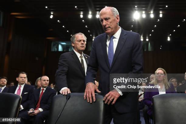 Director of National Intelligence Daniel Coats arrives to testify before the Senate Intelligence Committee in the Hart Senate Office Building on...