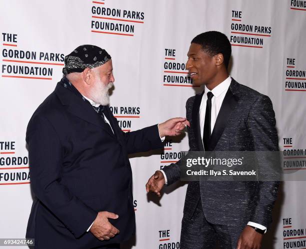 Photographer Bruce Weber and event honoree, musician and band leader Jon Batiste attend the 2017 Gordon Parks Foundation Awards Gala at Cipriani 42nd...