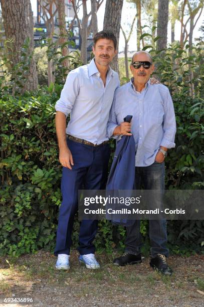 Fabio Fulco and Orso Maria Guerrini attend a photocall for 'Il Crimine Non Va In Pensione' on June 7, 2017 in Rome, Italy.