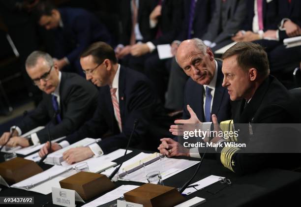 Acting FBI Director Andrew McCabe, Deputy Attorney General Rod Rosenstein, Director of National Intelligence Daniel Coats and National Security...