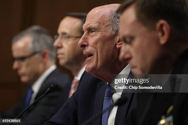 Acting FBI Director Andrew McCabe, Deputy Attorney General Rod Rosenstein, Director of National Intelligence Daniel Coats and National Security...