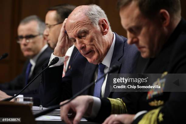 Acting FBI Director Andrew McCabe, Deputy Attorney General Rod Rosenstein, Director of National Intelligence Daniel Coats and National Security...