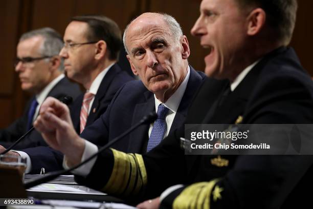 Acting FBI Director Andrew McCabe, Deputy Attorney General Rod Rosenstein, Director of National Intelligence Daniel Coats and National Security...