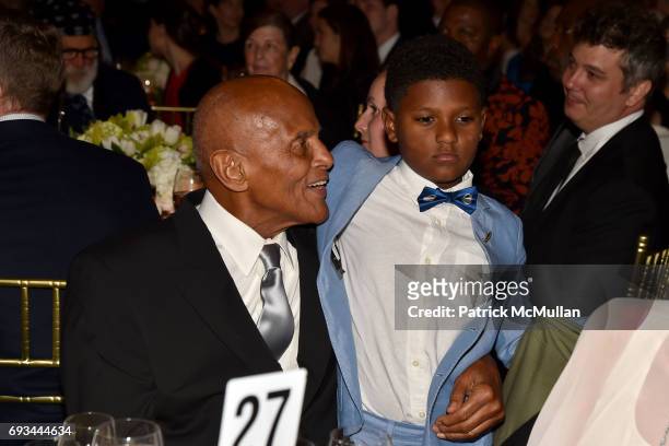 Harry Belafonte and Naviyd Ely Raymond attend the Gordon Parks Foundation Awards Dinner & Auction at Cipriani 42nd Street on June 6, 2017 in New York...