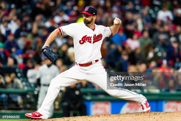 Relief pitcher Boone Logan of the Cleveland Indians pitches during the fifth inning against the Chicago White Sox at Progressive Field on April 13,...