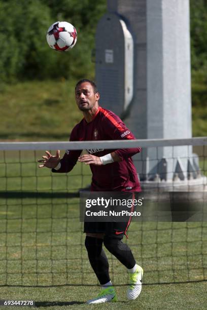 Portugal's goalkeeper Beto in action during a training session at &quot;Cidade do Futebol&quot; training camp in Oeiras, outskirts of Lisbon on June...