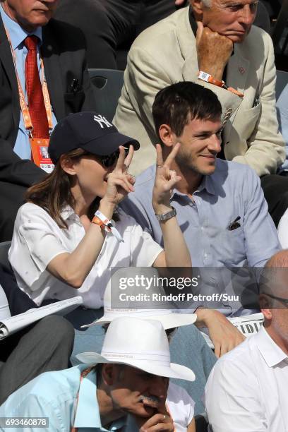 Actor Gaspard Ulliel and his wife Gaelle Pietri are spotted at Roland Garros on June 7, 2017 in Paris, France.