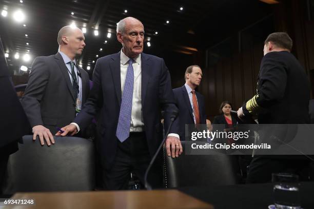 Director of National Intelligence Daniel Coats leaves after testifying before the Senate Intelligence Committee in the Hart Senate Office Building on...