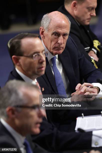 Acting FBI Director Andrew McCabe, Deputy Attorney General Rod Rosenstein, Director of National Intelligence Daniel Coats and National Security...