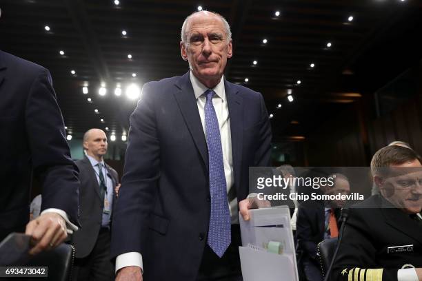 Director of National Intelligence Daniel Coats leaves after testifying before the Senate Intelligence Committee in the Hart Senate Office Building on...