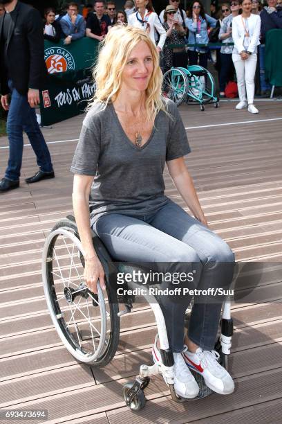 Sponsor of the association "Comme les autres", actress Sandrine Kiberlain attends the Race during the "All in Wheelchair Day" as part ofthe 2017...