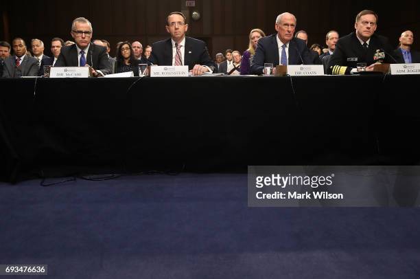Acting FBI Director Andrew McCabe, Deputy Attorney General Rod Rosenstein, Director of National Intelligence Dan Coats and National Security Agency...