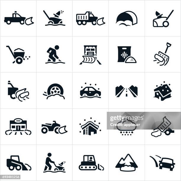 snow removal icons - salz streuen stock-grafiken, -clipart, -cartoons und -symbole