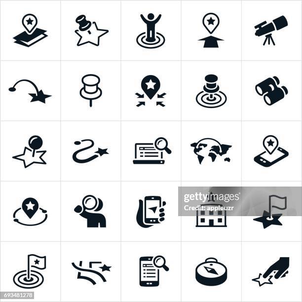 search and locate icons - point a to point b map stock illustrations