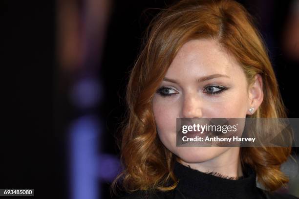 Actress Holliday Grainger attends the World Premiere of "My Cousin Rachel" at Picturehouse Central on June 7, 2017 in London, England.