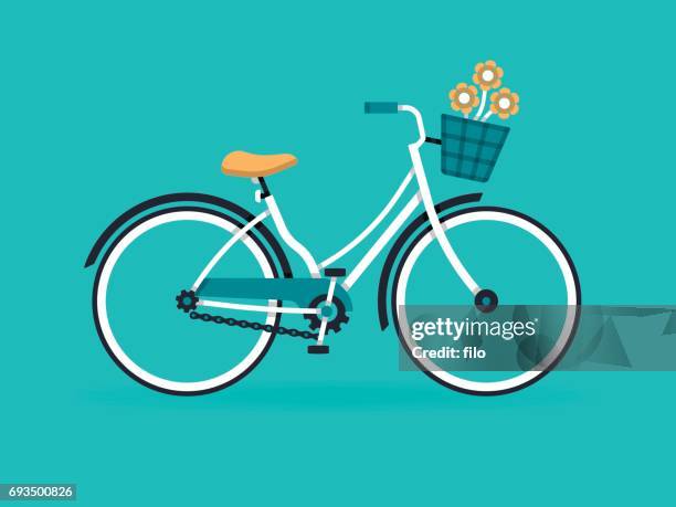 bicycle - bicycle basket stock illustrations