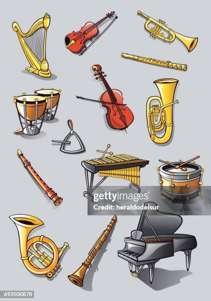 stockillustraties, clipart, cartoons en iconen met orkest-instrumenten - oboe