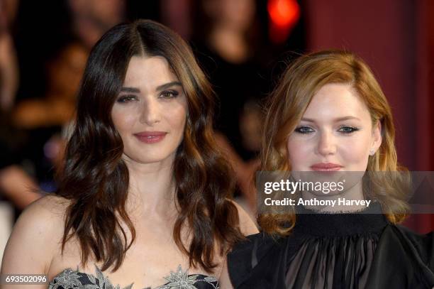 Actresses Rachel Weisz and Holliday Grainger attend the World Premiere of "My Cousin Rachel" at Picturehouse Central on June 7, 2017 in London,...