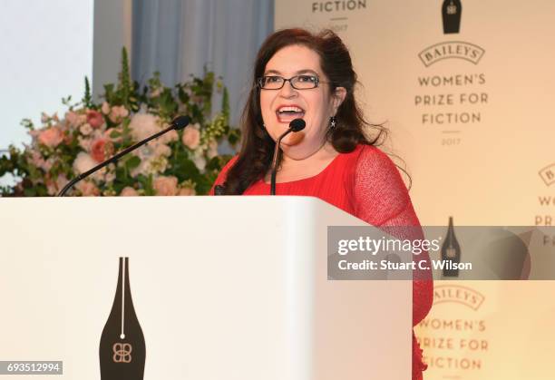 Author Naomi Alderman wins the 2017 Baileys Womens Prize for Fiction for her novel "The Power" at the Royal Festival Hall on June 7, 2017 in...