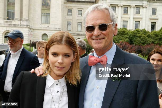 Kate Mara and Rep Earl Blumenauer , join The Humane Society of the United States' rally at USDA on June 7, 2017 in Washington, DC. Advocates rallied...