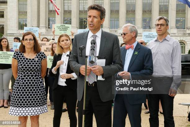 Rep. Martha McSally , R-AZ, Kate Mara, Wayne Pacelle, Rep. Earl Blumenauer and Randy Paynter join The Humane Society of the United States' rally at...