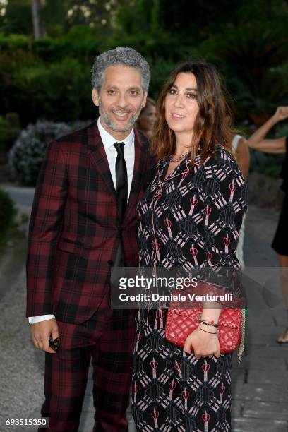 Beppe Fiorello and Eleonora Pratelli attend McKim Medal Gala at Villa Aurelia on June 7, 2017 in Rome, Italy.