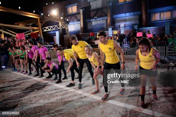 Qualifiers Night 2" Episode 201 -- Pictured: Zach Greenfield, Jason Heisel, Jessa Greenfield, Ben Greenfield, Rosie Greenfield of team "Green...