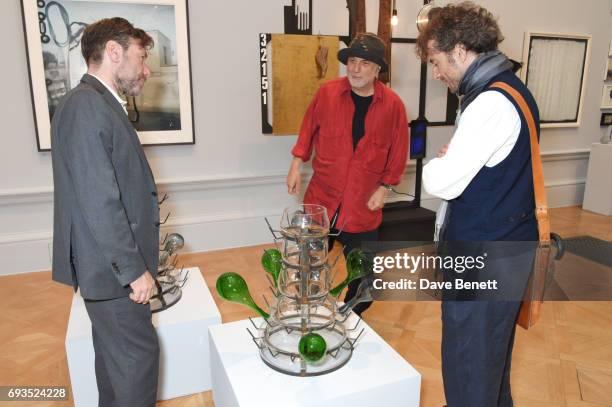 Mat Collishaw, Ron Arad and Thomas Heatherwick attend the Royal Academy Of Arts Summer Exhibition preview party at Royal Academy of Arts on June 7,...