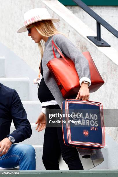 Jelena Djokovic attends the Day Ten of Tennis Roland Garros 2017 Tournament in Paris, France, June 7, 2017.