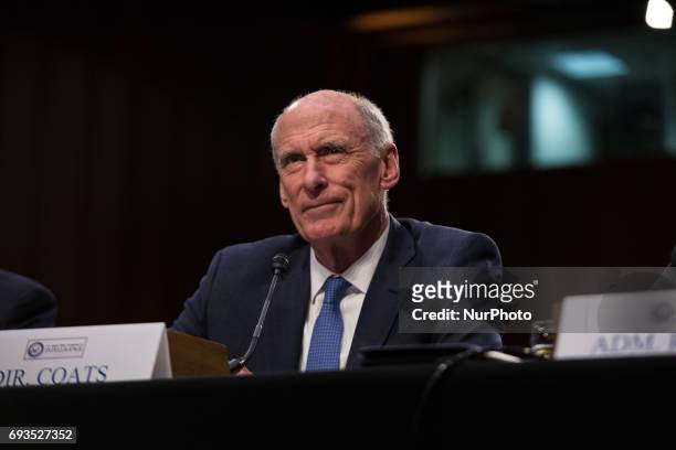 Director of National Intelligence Dan Coats, testified in front of the Senate Intelligence Committee, ahead of former FBI Director James Comeys...