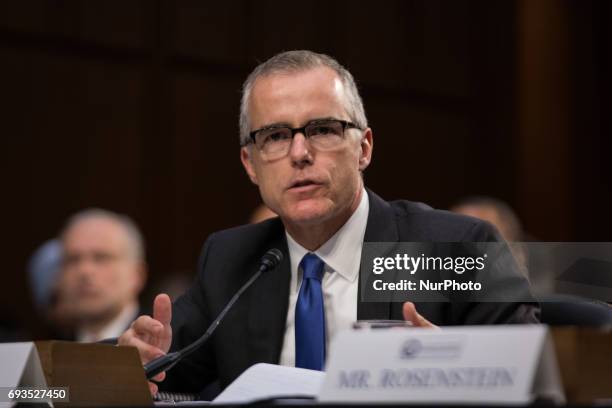 Acting FBI Director Andrew McCabe, testified in front of the Senate Intelligence Committee, ahead of former FBI Director James Comeys testimony...