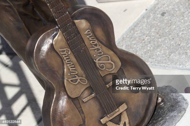 Statue of Little Jimmy Dickens at the unveiling of statues of Little Jimmy Dickens and Bill Monroe at Ryman Auditorium on June 7, 2017 in Nashville,...