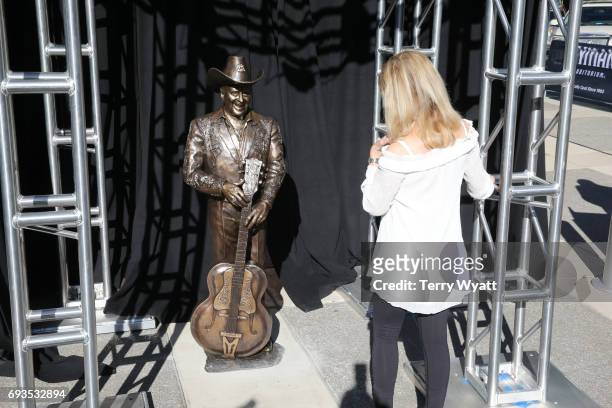 Wife of Little Jimmy Dickens Mona Dickens attends the unveiling of statues of Little Jimmy Dickens and Bill Monroe at Ryman Auditorium on June 7,...