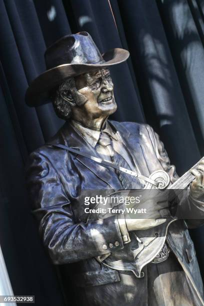 Statue of Little Bill Monroe at the unveiling of statues of Little Jimmy Dickens and Bill Monroe at Ryman Auditorium on June 7, 2017 in Nashville,...