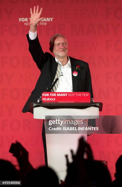 Britain's opposition Labour Party leader Jeremy Corbyn delivers his final campaign speech at an election rally at Union Chapel in Islington, north...