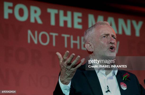 Britain's opposition Labour Party leader Jeremy Corbyn delivers his final campaign speech at an election rally at Union Chapel in Islington, north...