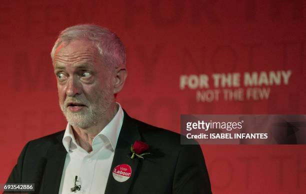 Britain's opposition Labour Party leader Jeremy Corbyn delivers his final campaign speech at an election rally at Union Chapel in Islington, north...