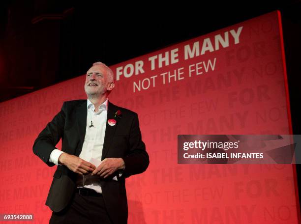 Britain's opposition Labour Party leader Jeremy Corbyn delivers his final campaign speech at an election rally at Union Chapel in Islington, north...