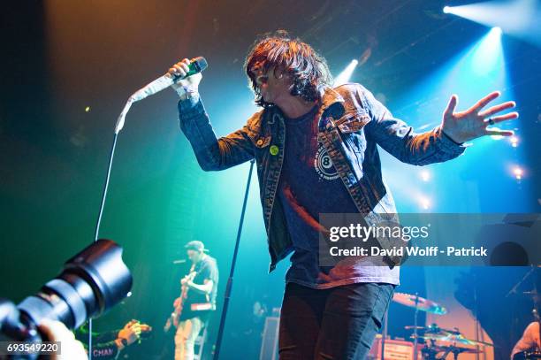 Kellin Quinn Bostwick from Sleeping with Sirens opens for Good Charlotte at Le Bataclan on June 7, 2017 in Paris, France.