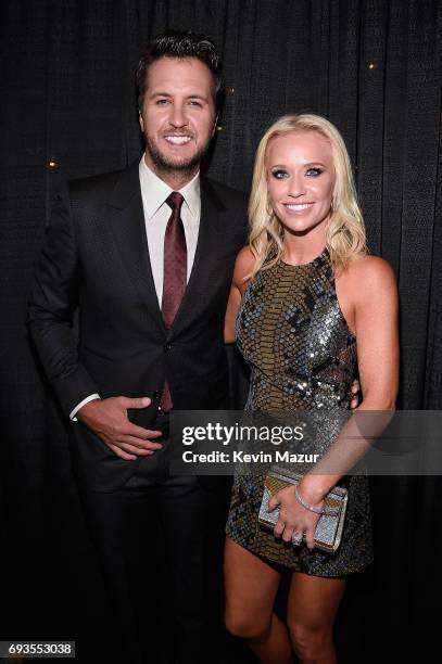 Singer-songwriter Luke Bryan and Caroline Boyer attend the 2017 CMT Music Awards at the Music City Center on June 7, 2017 in Nashville, Tennessee.