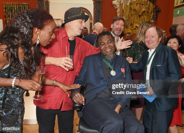 Ron Arad, Yinka Shonibare, Mat Collishaw and Richard Wilson attend the Royal Academy Of Arts Summer Exhibition preview party at Royal Academy of Arts...