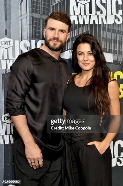 Singer-songwriter Sam Hunt and Hannah Lee Fowler attend the 2017 CMT Music Awards at the Music City Center on June 7, 2017 in Nashville, Tennessee.