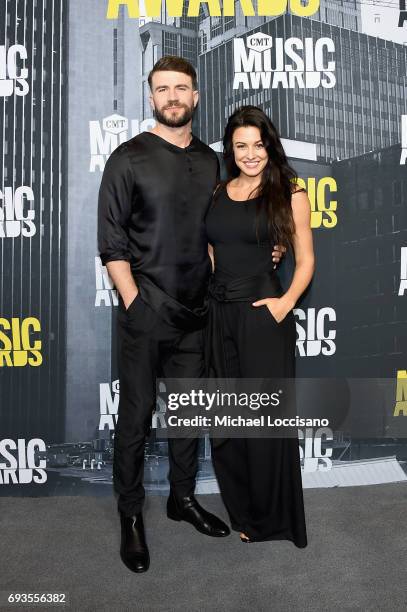 Singer-songwriter Sam Hunt and Hannah Lee Fowler attend the 2017 CMT Music awards at the Music City Center on June 7, 2017 in Nashville, Tennessee.