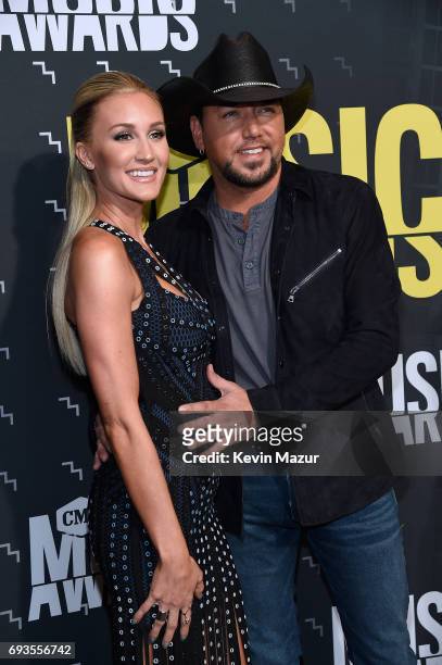 Brittany Kerr and singer-songwriter Jason Aldean attend the 2017 CMT Music Awards at the Music City Center on June 7, 2017 in Nashville, Tennessee.