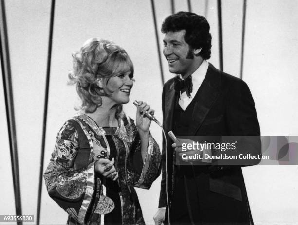 Dusty Springfield and Tom Jones performs on "This Is Tom Jones" TV show in circa 1970 in Los Angeles, California .