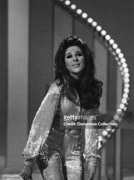 Bobbie Gentry performs on "This Is Tom Jones" TV show in circa 1970 in Los Angeles, California .