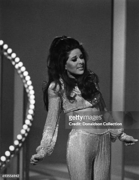 Bobbie Gentry performs on "This Is Tom Jones" TV show in circa 1970 in Los Angeles, California .