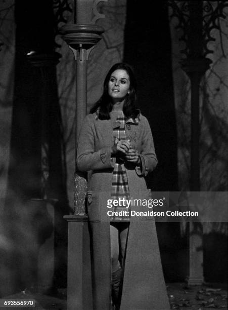 Singer Claudine Longet performs on "This Is Tom Jones" TV show in circa 1970 in Los Angeles, California .